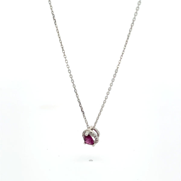 Dije Rodolita con Halo Diamante oro Blanco