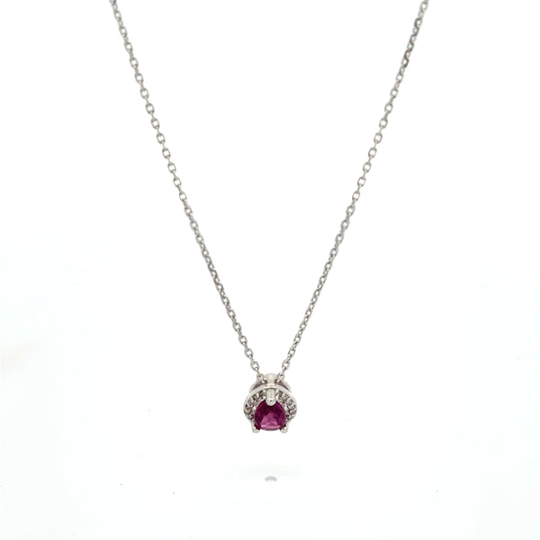Dije Rodolita con Halo Diamante oro Blanco