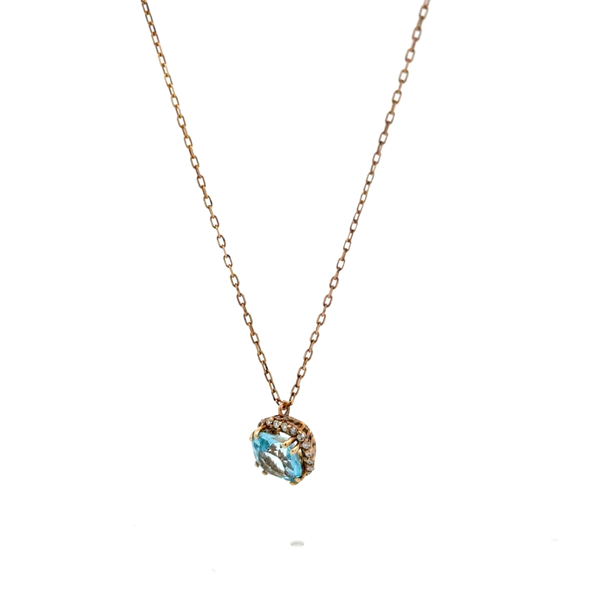 Collar Topacio Azul con Diamantes