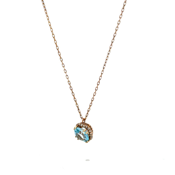 Collar Topacio Azul con Diamantes