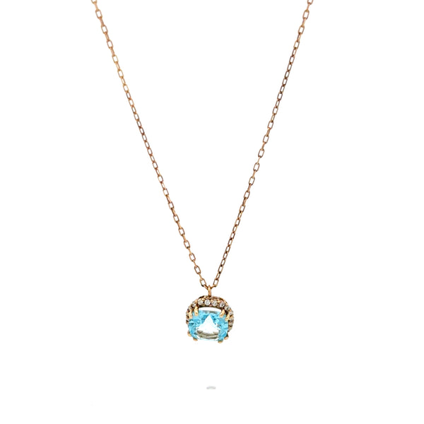 Collar Topacio Azul con Diamantes