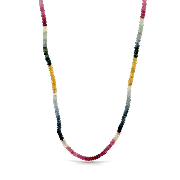 Collar Zafiros Multicolor Rondel con Oro