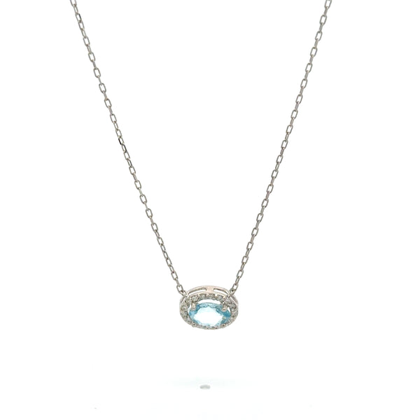 Collar Aguamarina con Halo