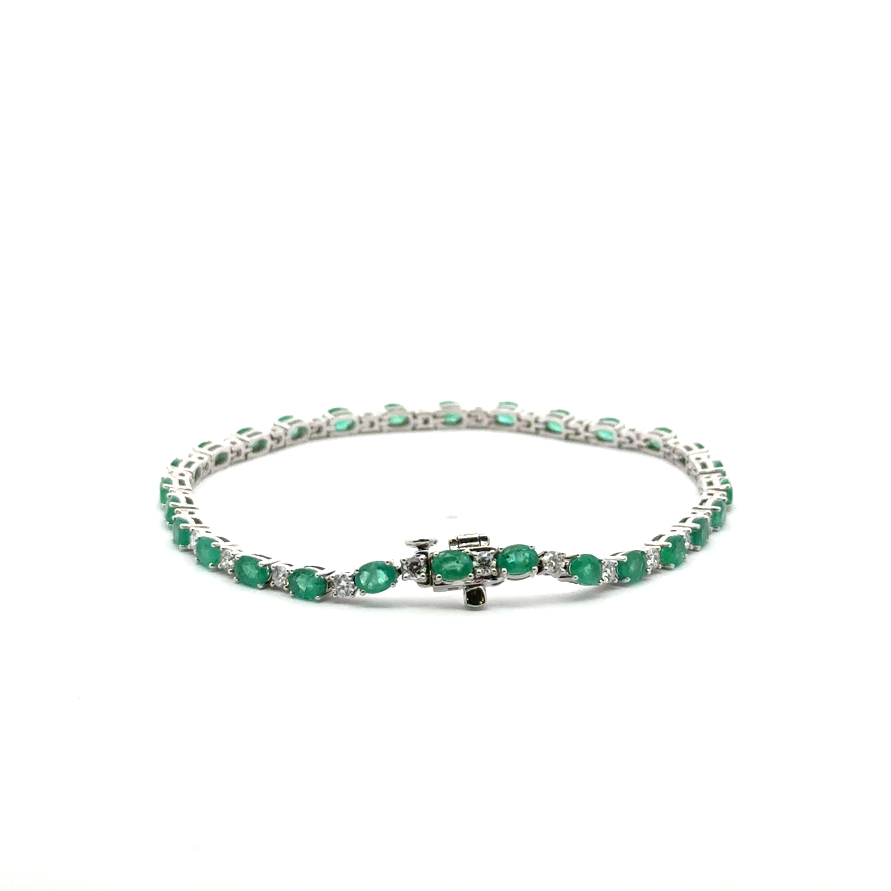Pulsera Tennis de Esmeraldas y Diamantes