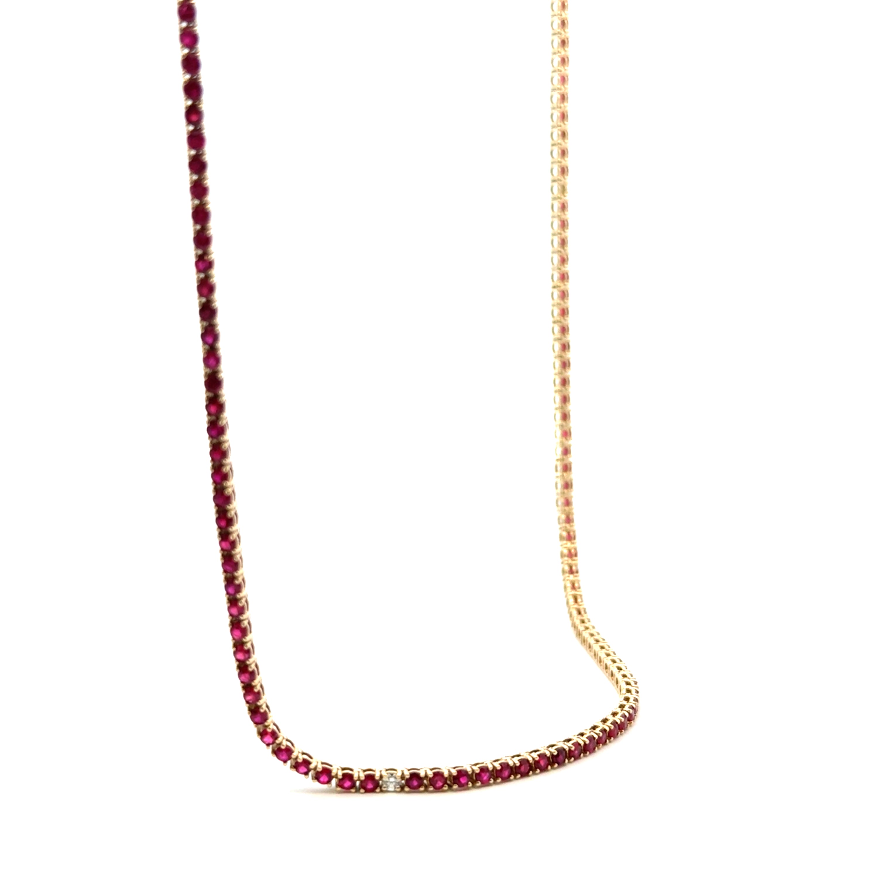 Collar Tennis Rubí con Diamantes