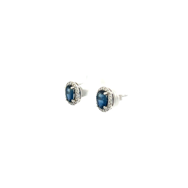 Aretes Zafiro con Halo Diamantes