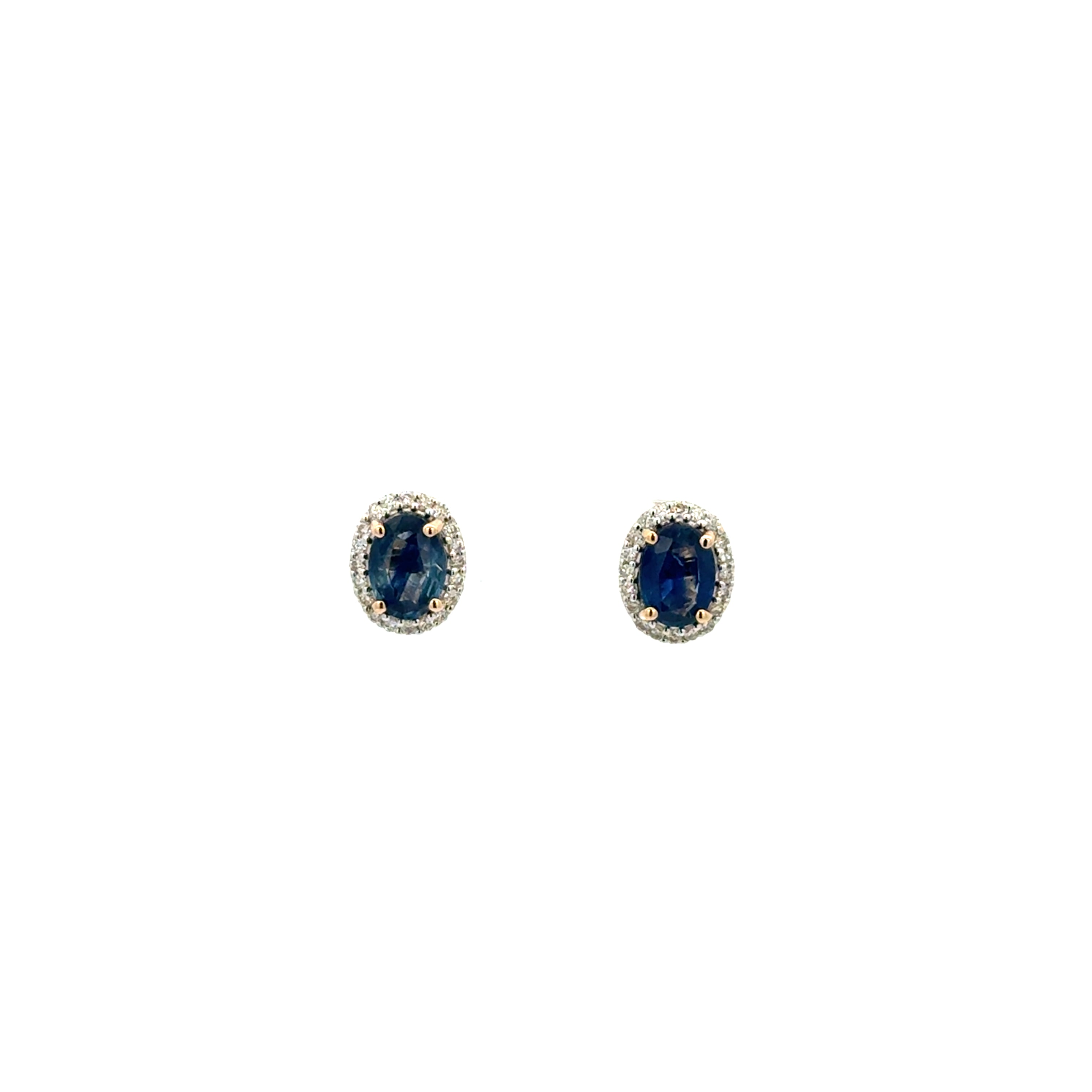 Aretes Zafiro con Halo Diamantes