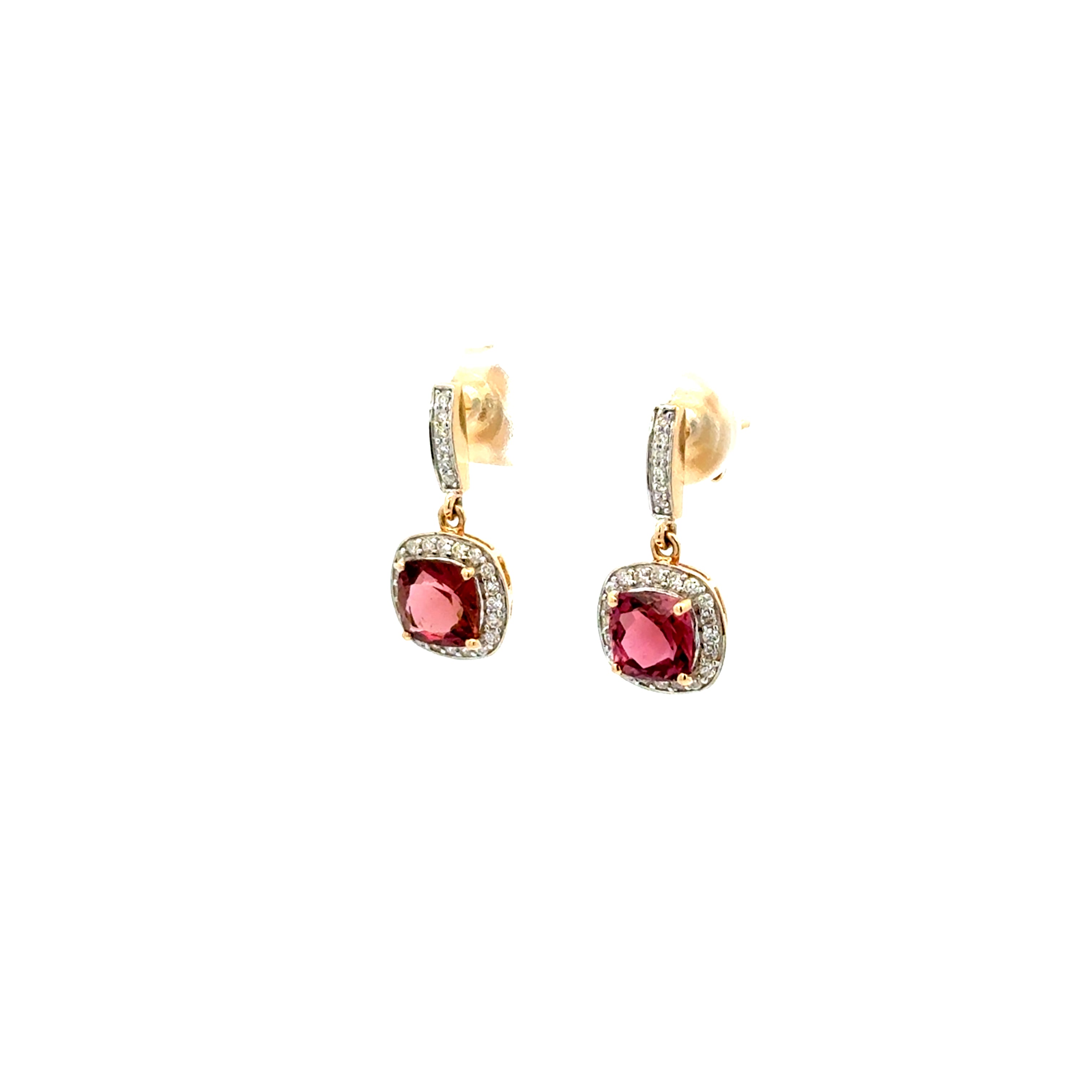 Aretes Zafiro Rosa y Diamantes