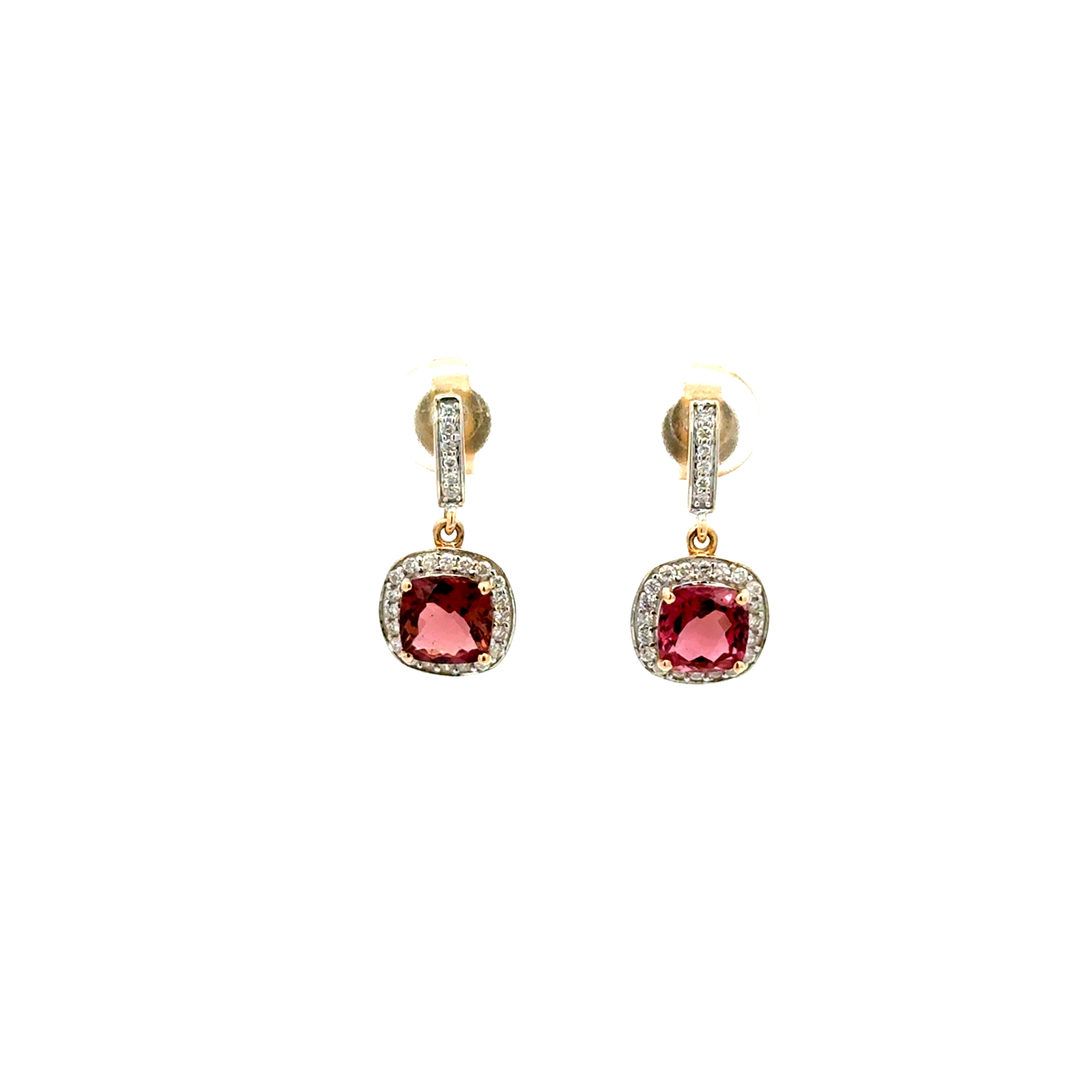 Aretes Zafiro Rosa y Diamantes
