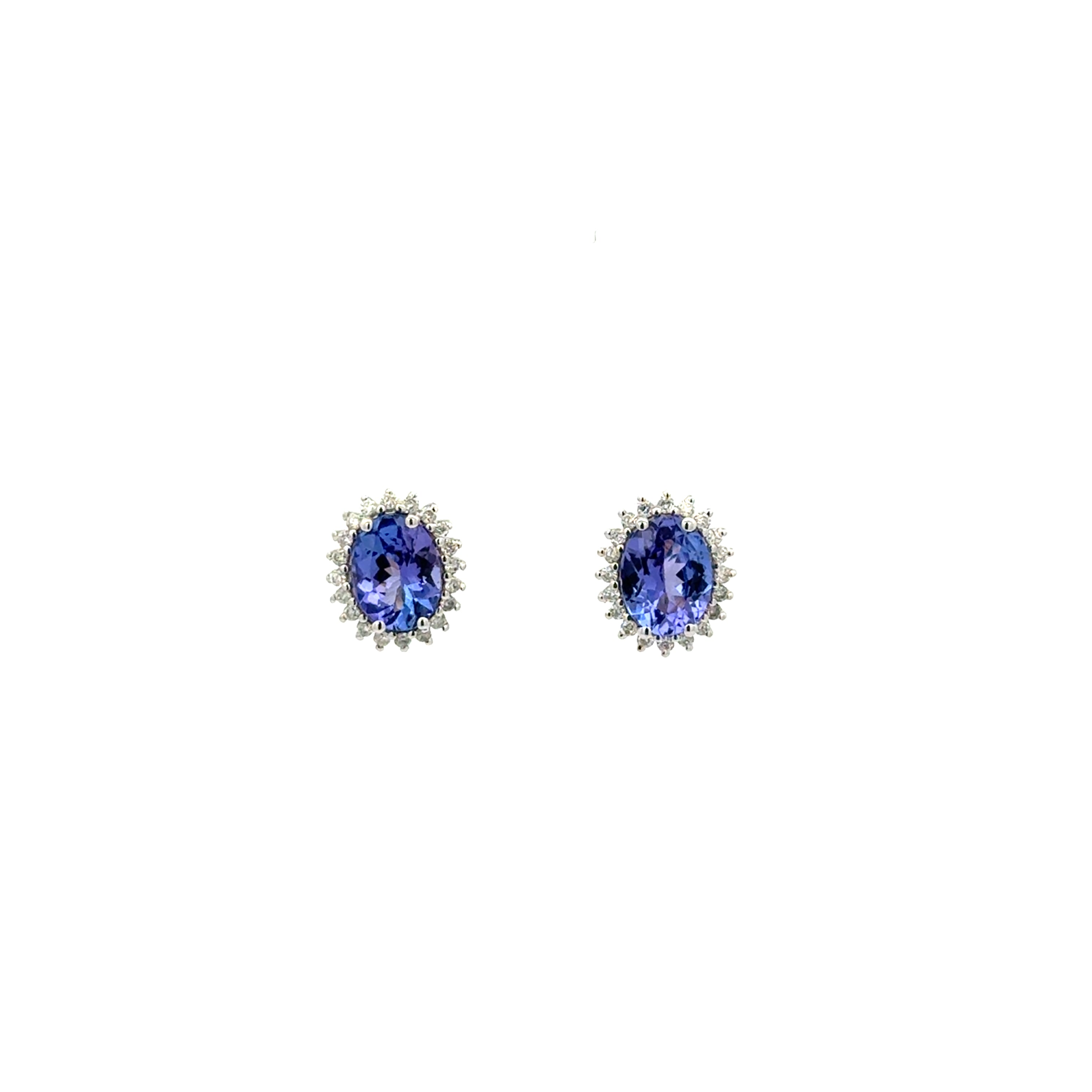 Aretes Tanzanita Halo Diamantes