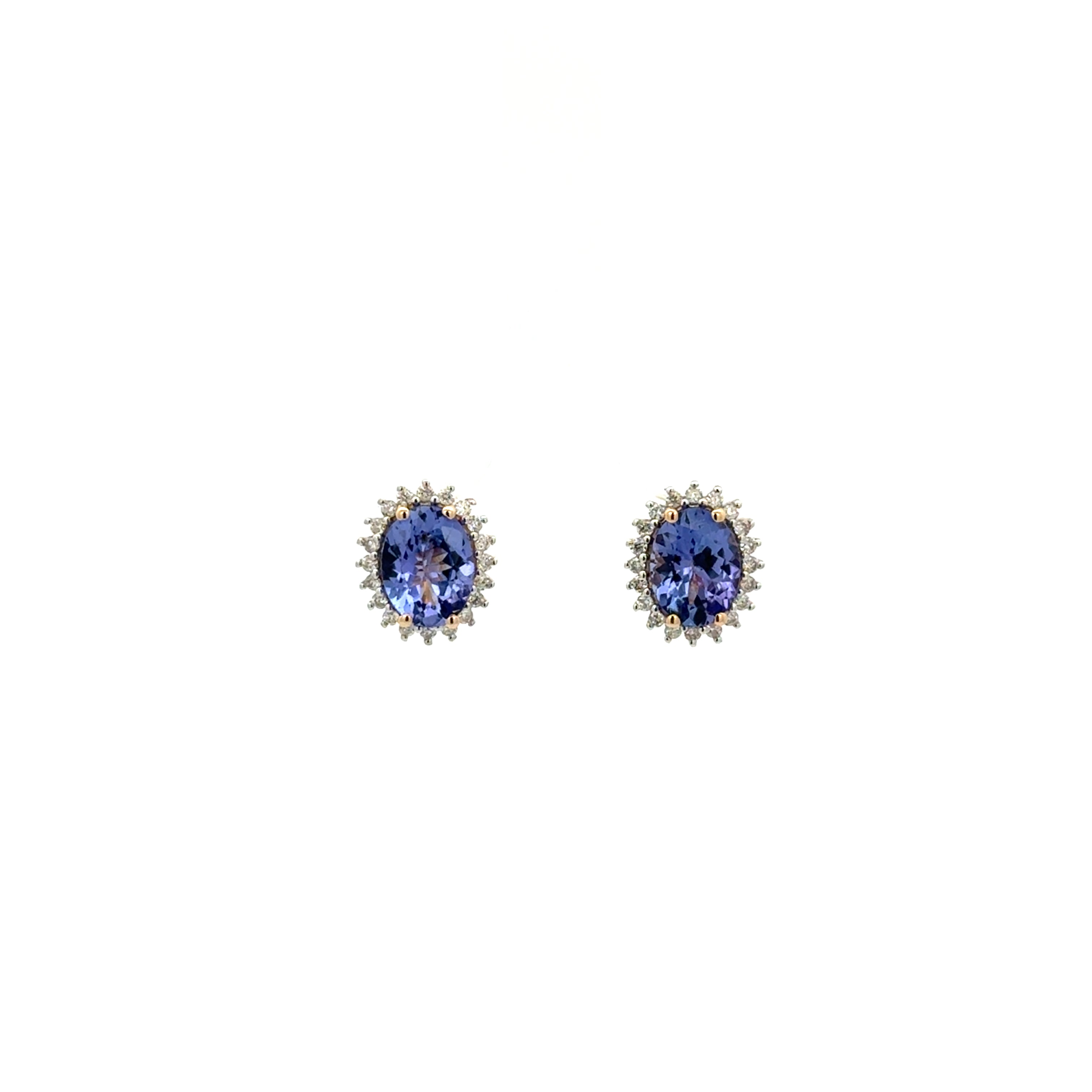 Aretes Tanzanita Halo Diamantes