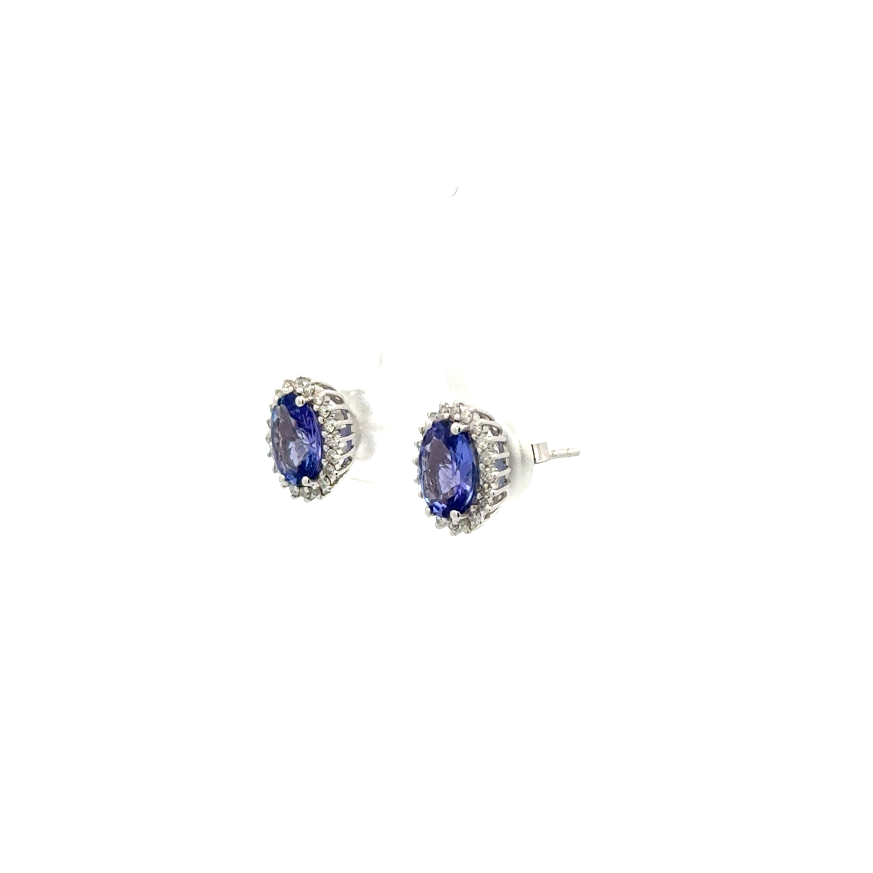 Aretes Tanzanita Halo Diamantes