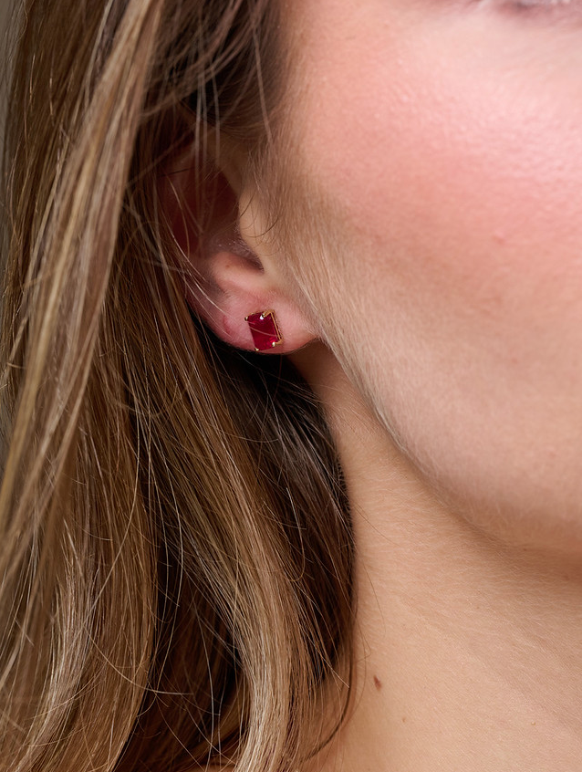 Aretes Rubíes Rectangulares