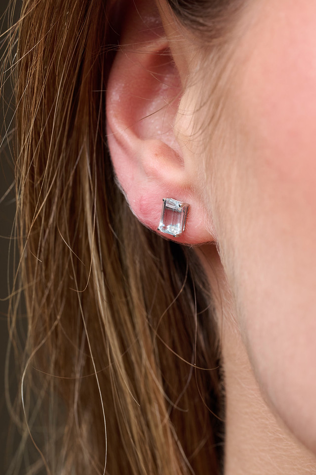Aretes Aguamarina Rectangulares