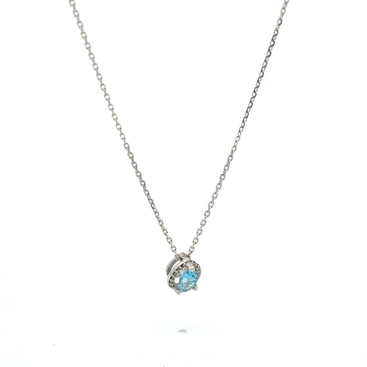Collar Topacio con Halo Diamantes Oro Blanco