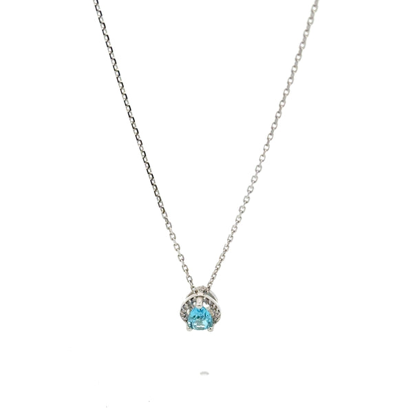 Dije Topacio con Halo Diamantes Oro Blanco