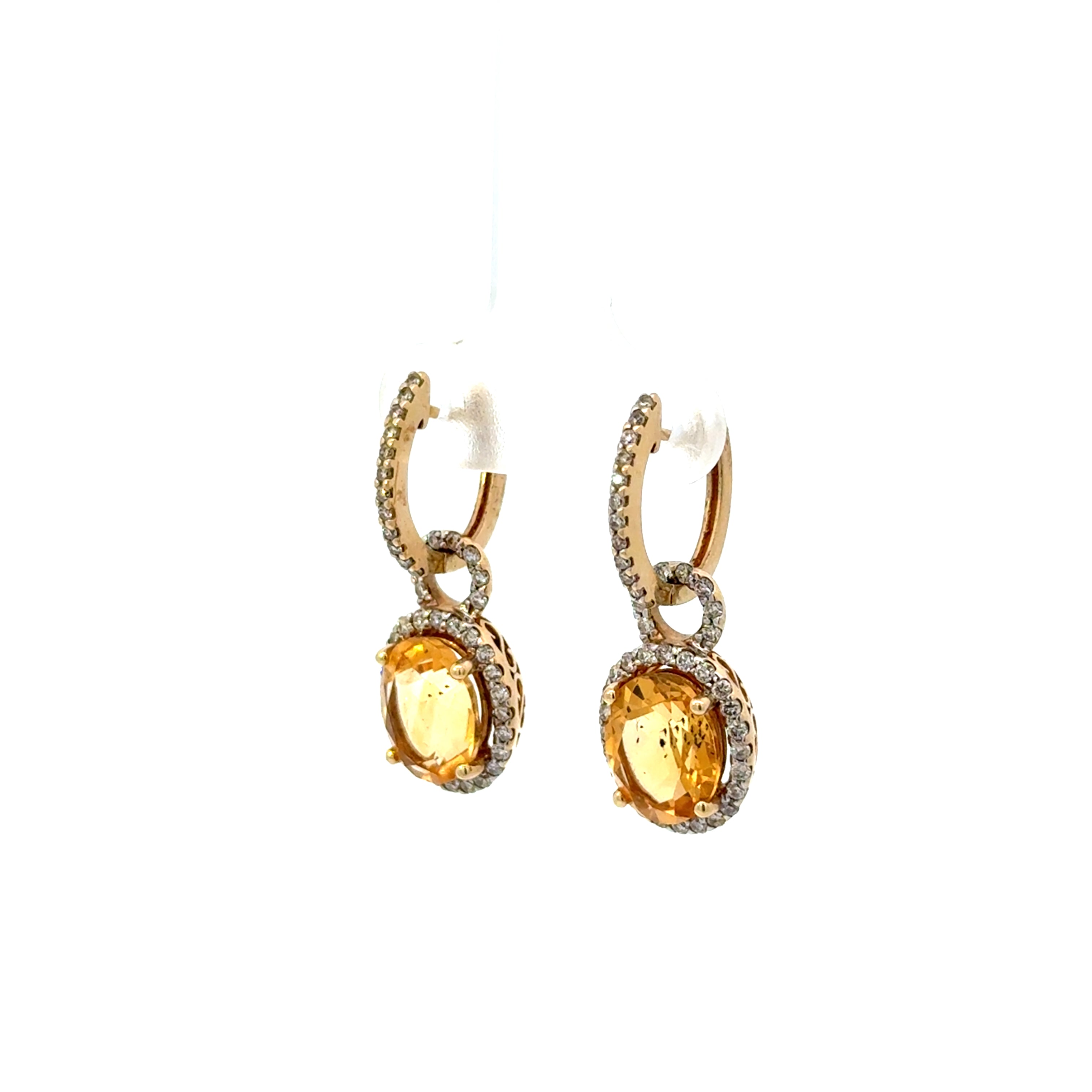 Aretes de Citrinas con Diamantes
