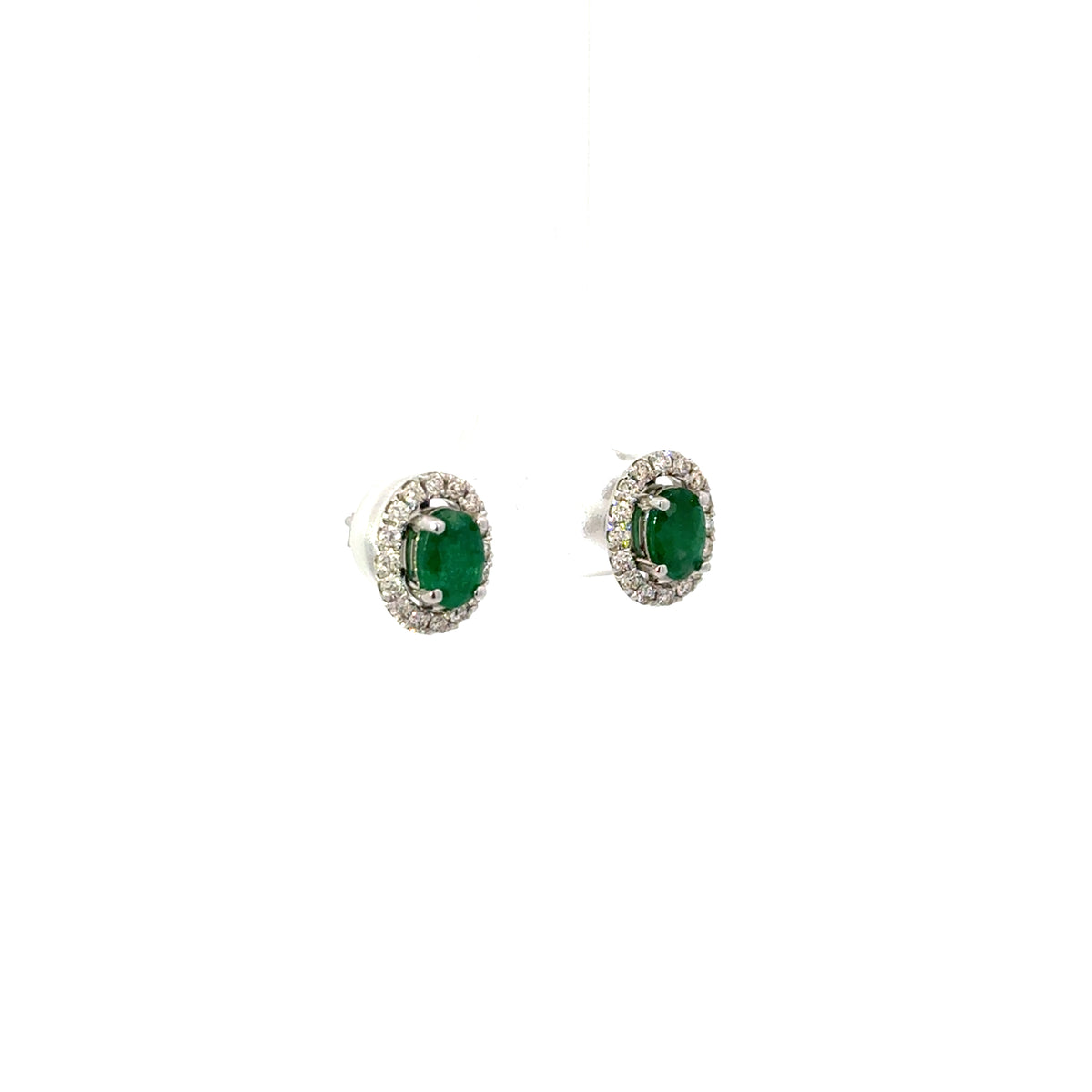 Aretes Esmeraldas Ovaladas con Halo Diamantes Desmontable