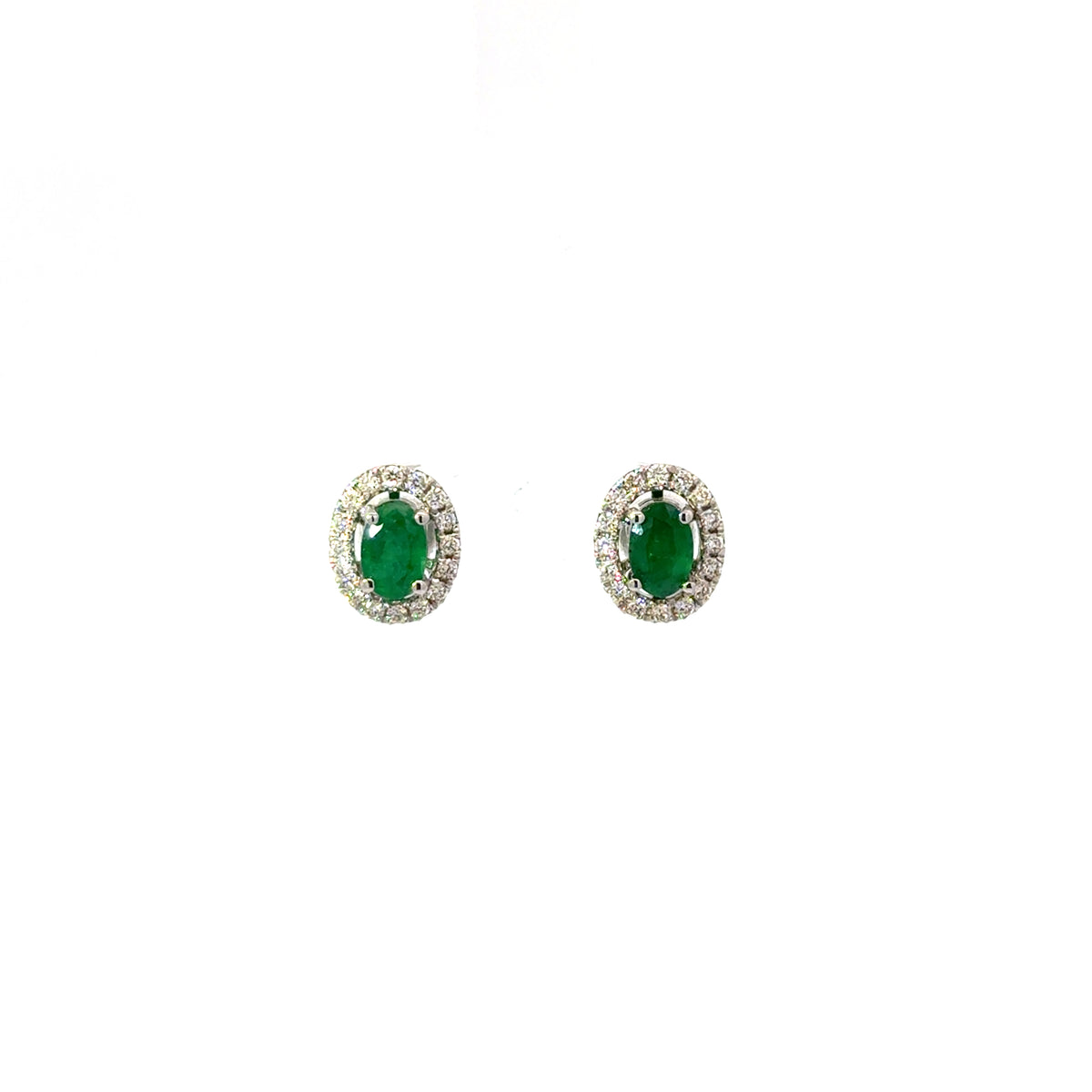 Aretes Esmeraldas Ovaladas con Halo Diamantes Desmontable