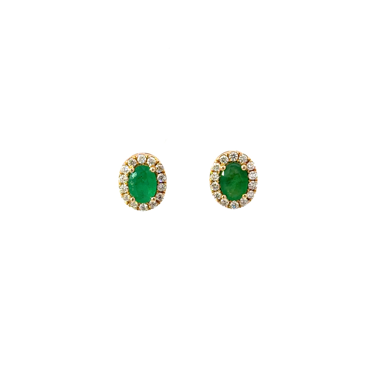 Aretes Esmeralda Ovalada con Halo Diamantes