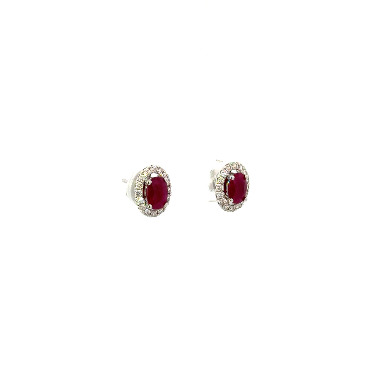 Aretes Rubí con Halo Diamantes Desmontable