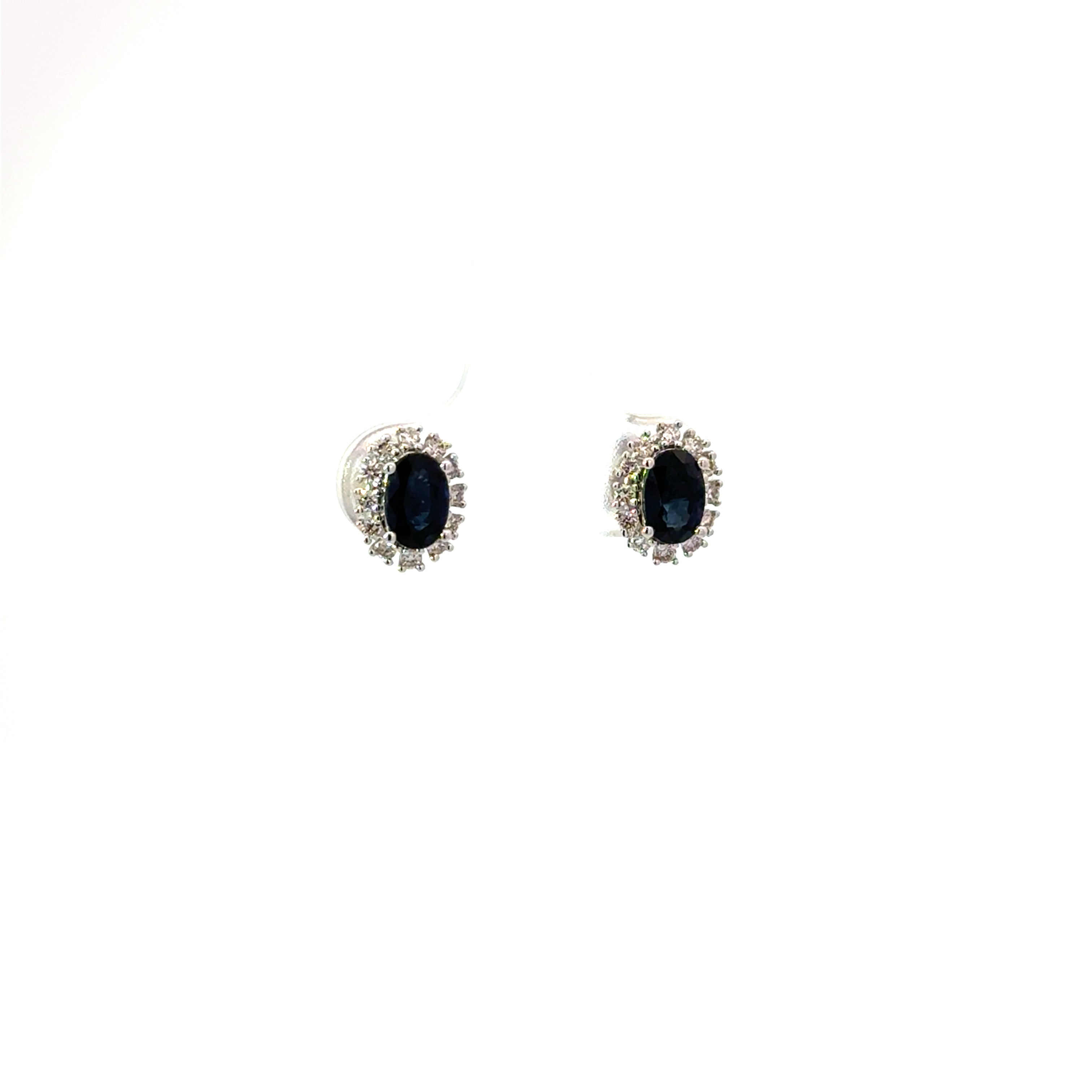 Aretes Zafiro con Halo Diamantes