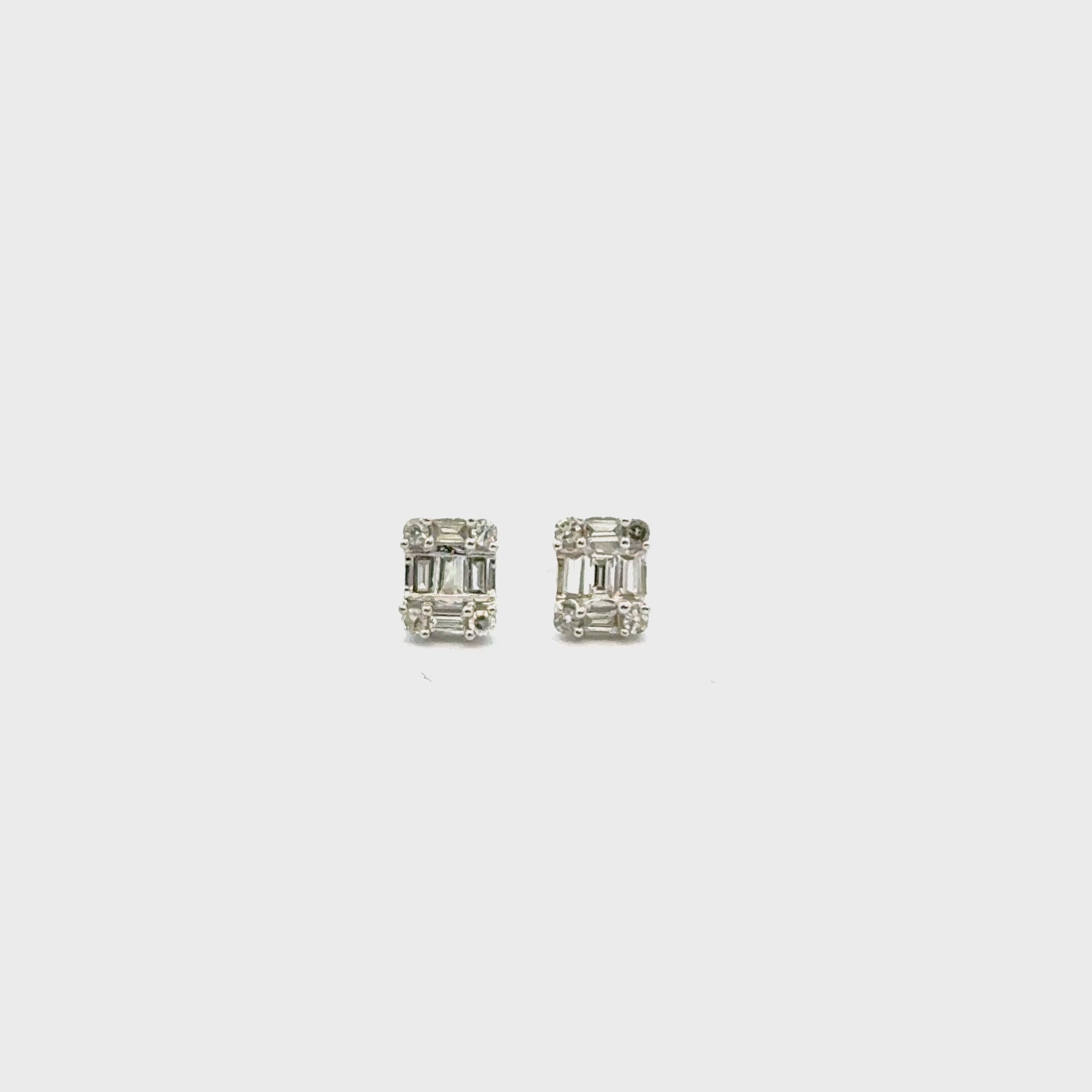 Aretes Ilusión Rectangular de Diamantes