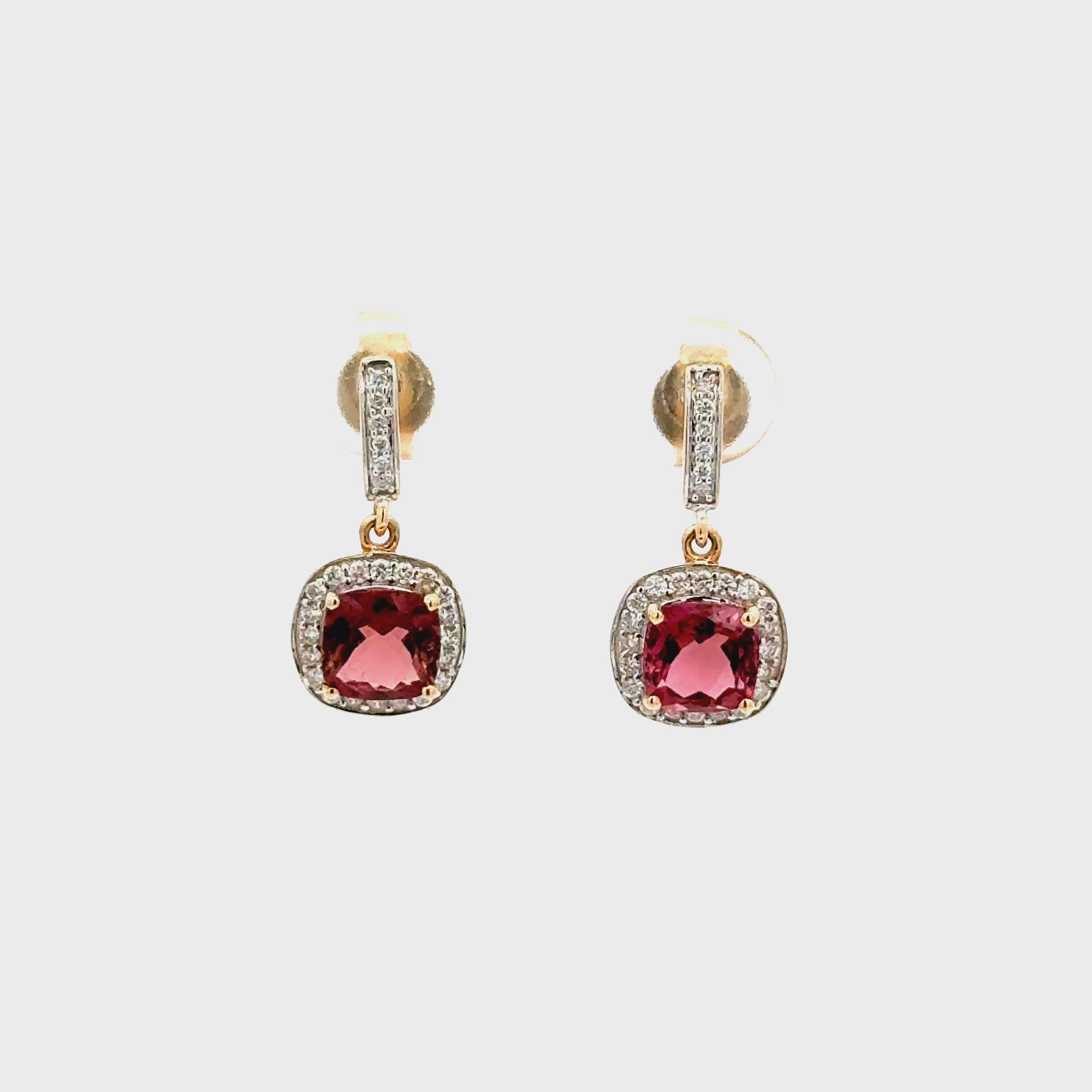 Aretes Zafiro Rosa y Diamantes