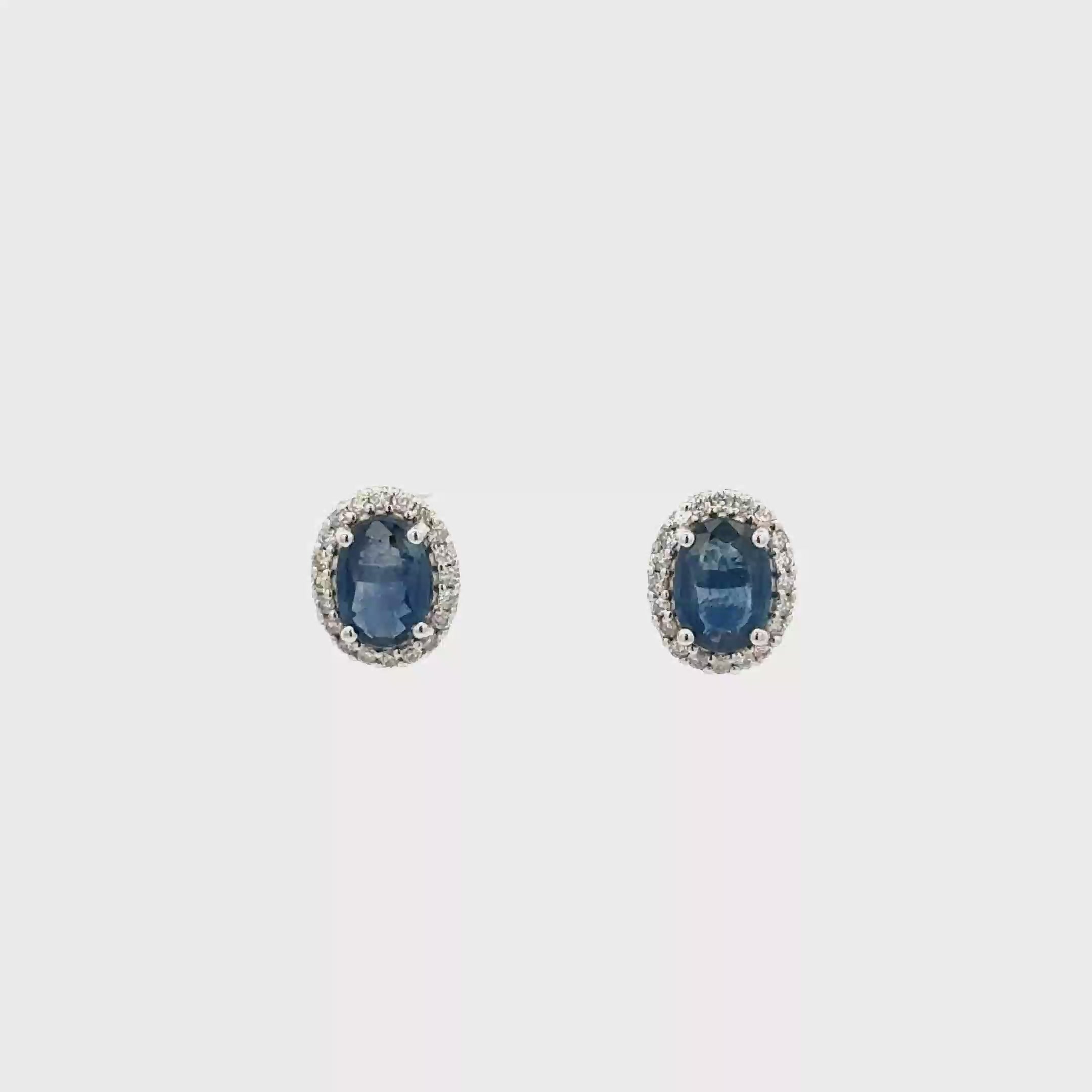 Aretes Zafiro con Halo Diamantes