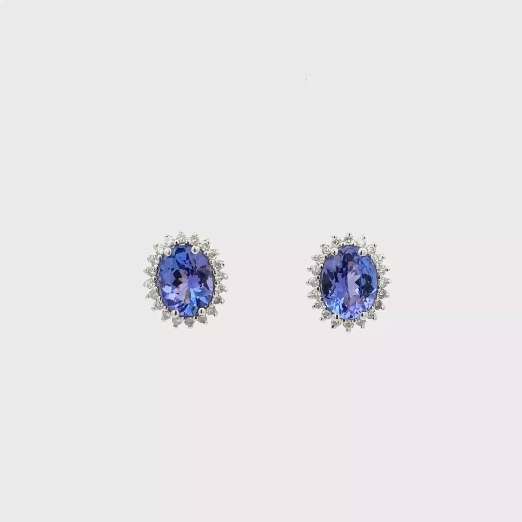 Aretes Tanzanita Halo Diamantes