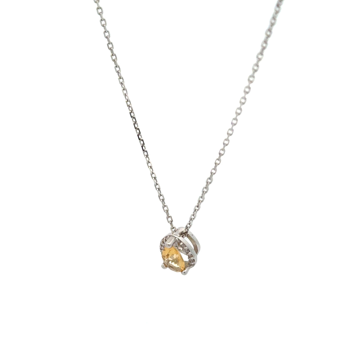 Dije Citrina con Halo Diamantes Oro Blanco
