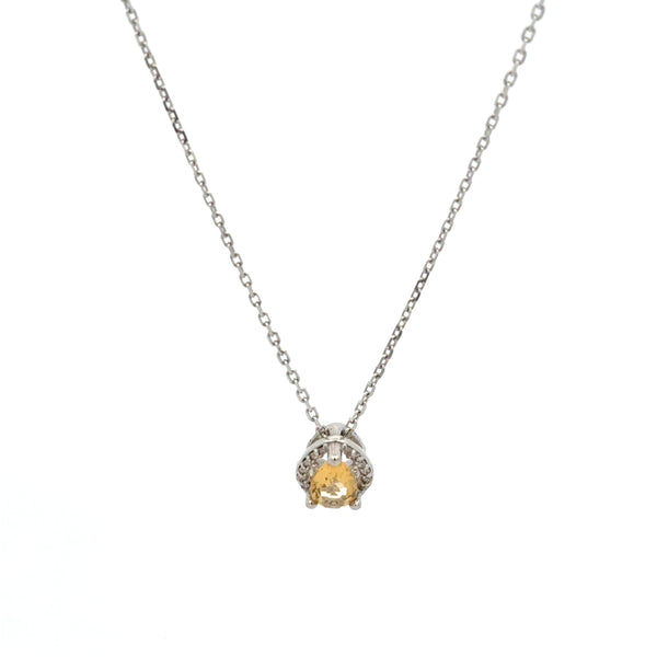 Dije Citrina con Halo Diamantes Oro Blanco