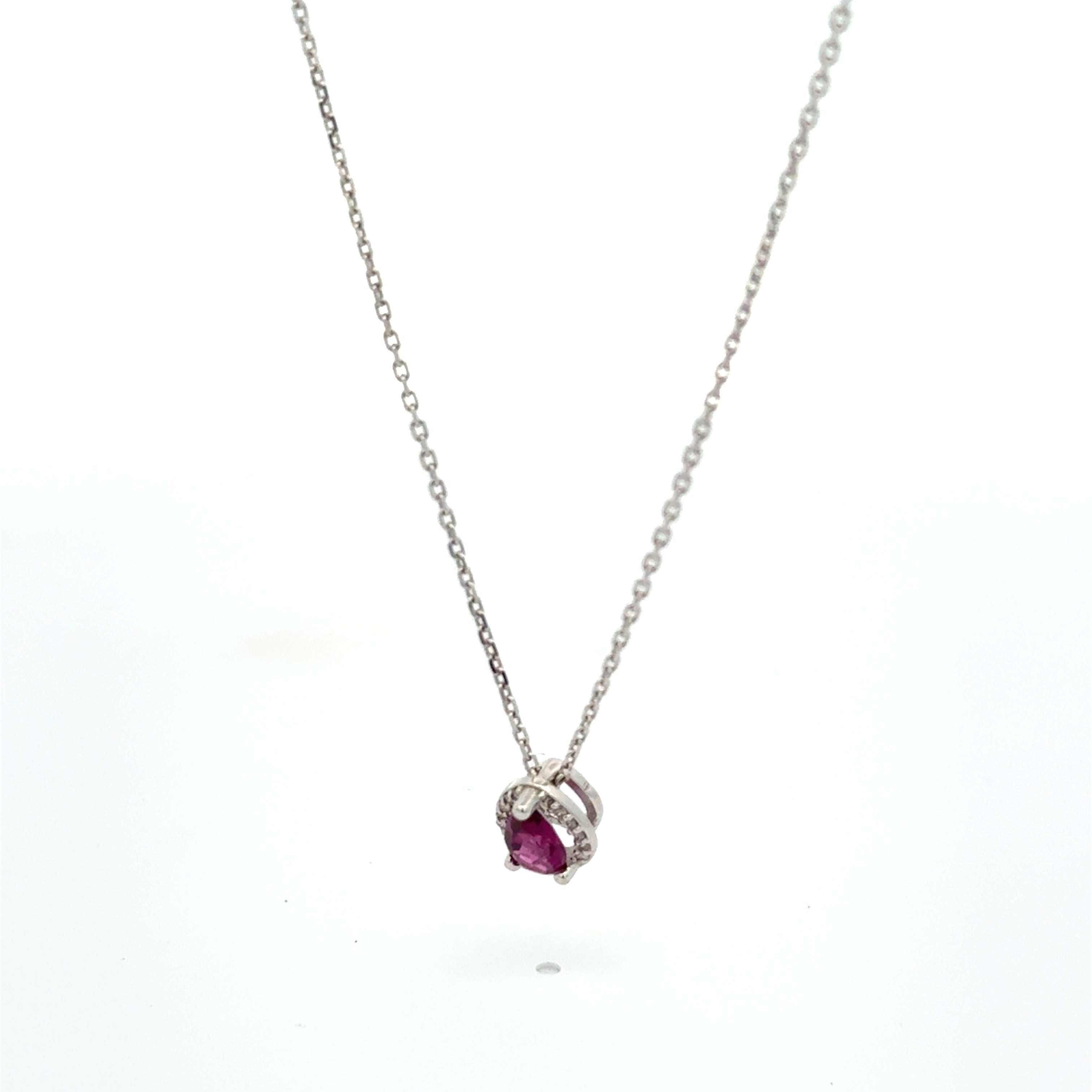 Dije Rodolita con Halo Diamante oro Blanco