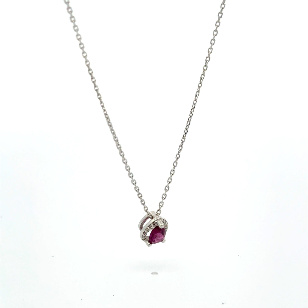 Dije Rodolita con Halo Diamante oro Blanco