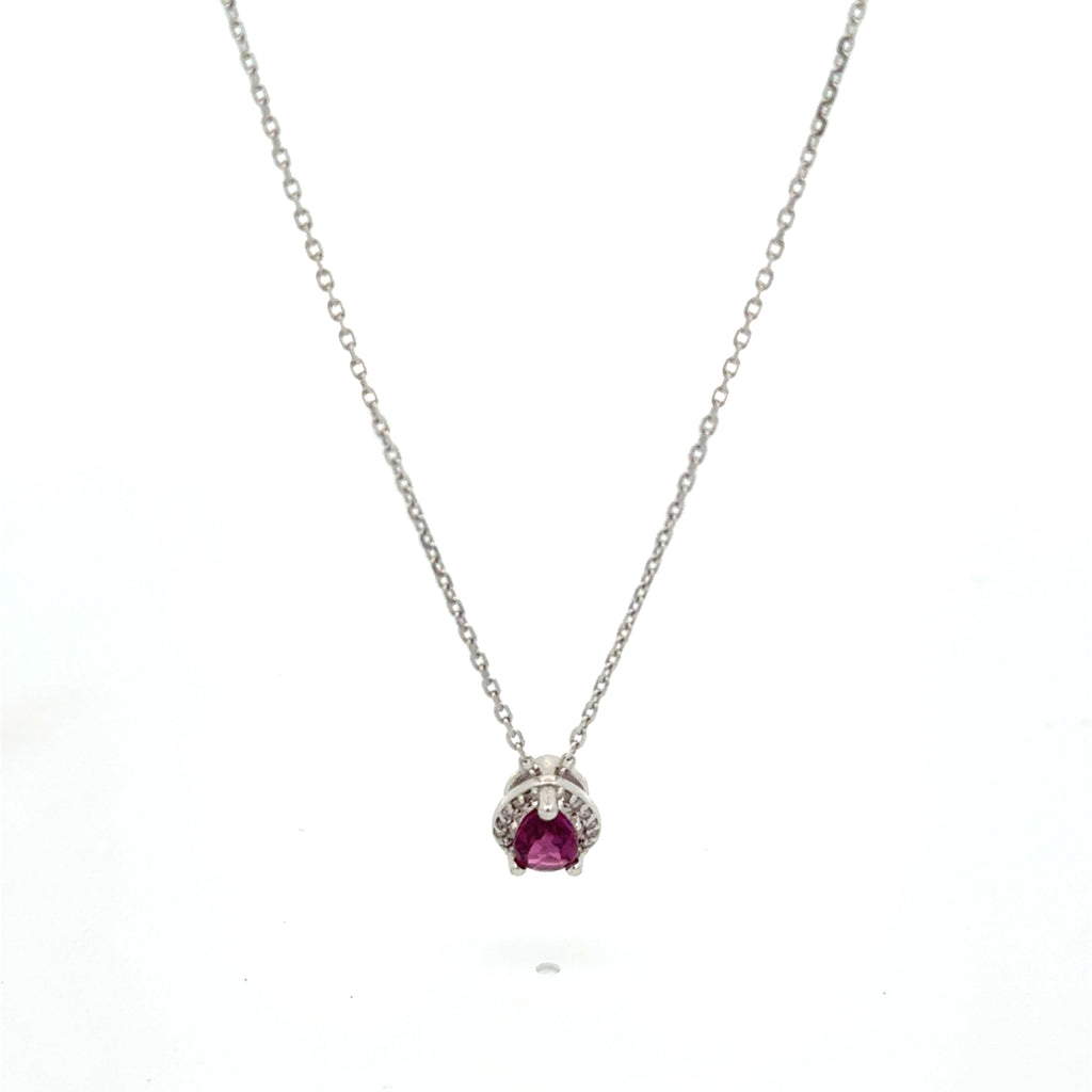 Dije Rodolita con Halo Diamante oro Blanco