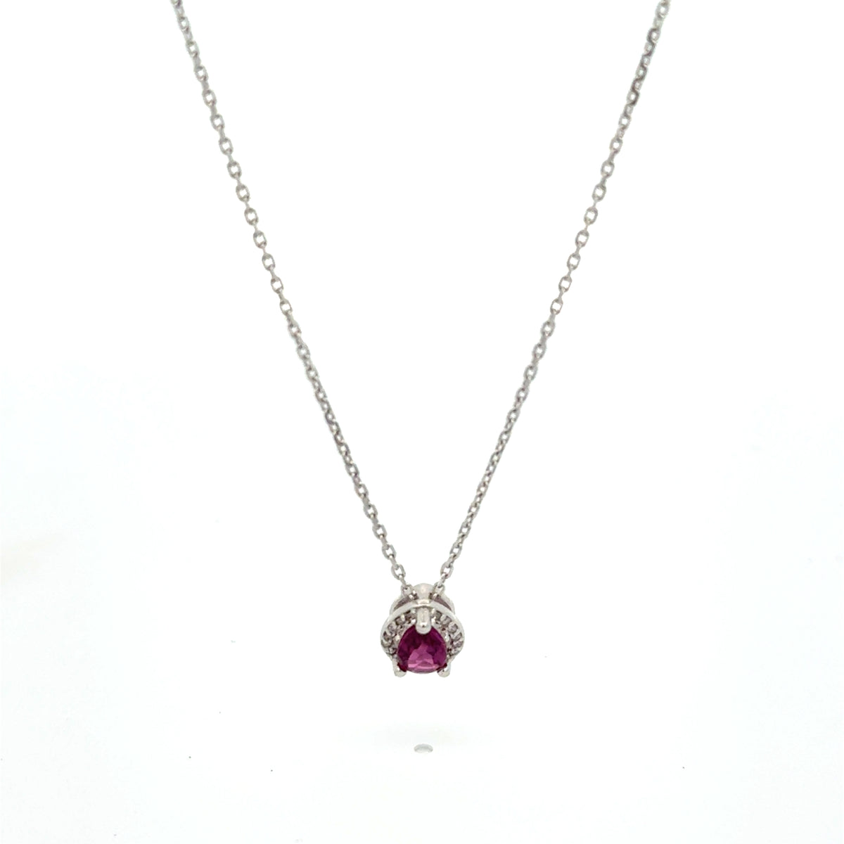 Dije Rodolita con Halo Diamante oro Blanco