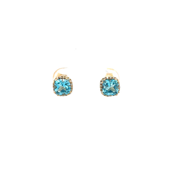 Aretes Topacio con Halo de Diamantes