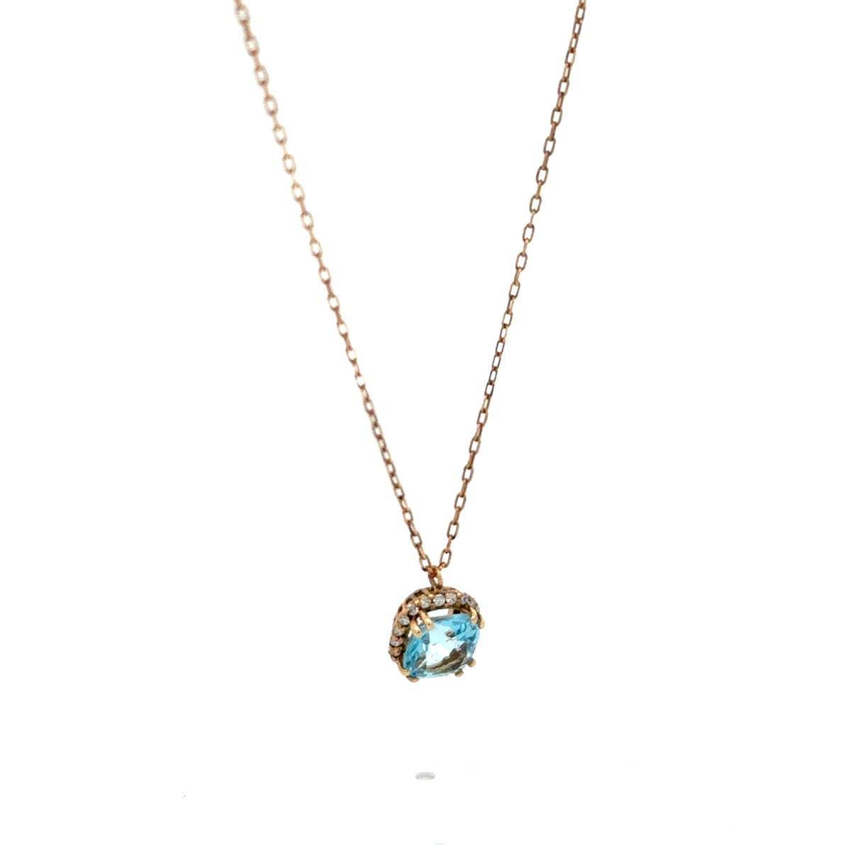 Collar Topacio Azul con Diamantes