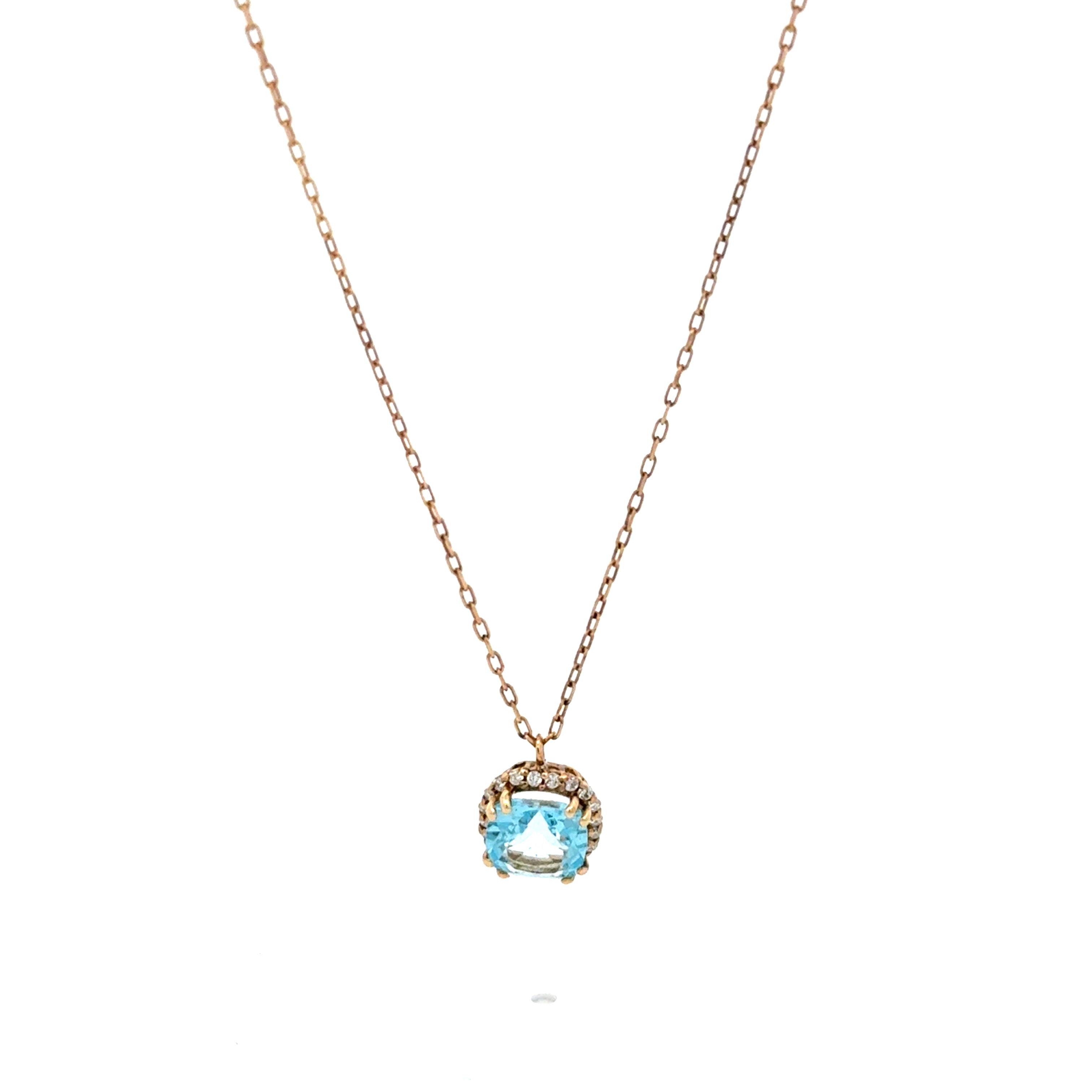 Collar Topacio Azul con Diamantes