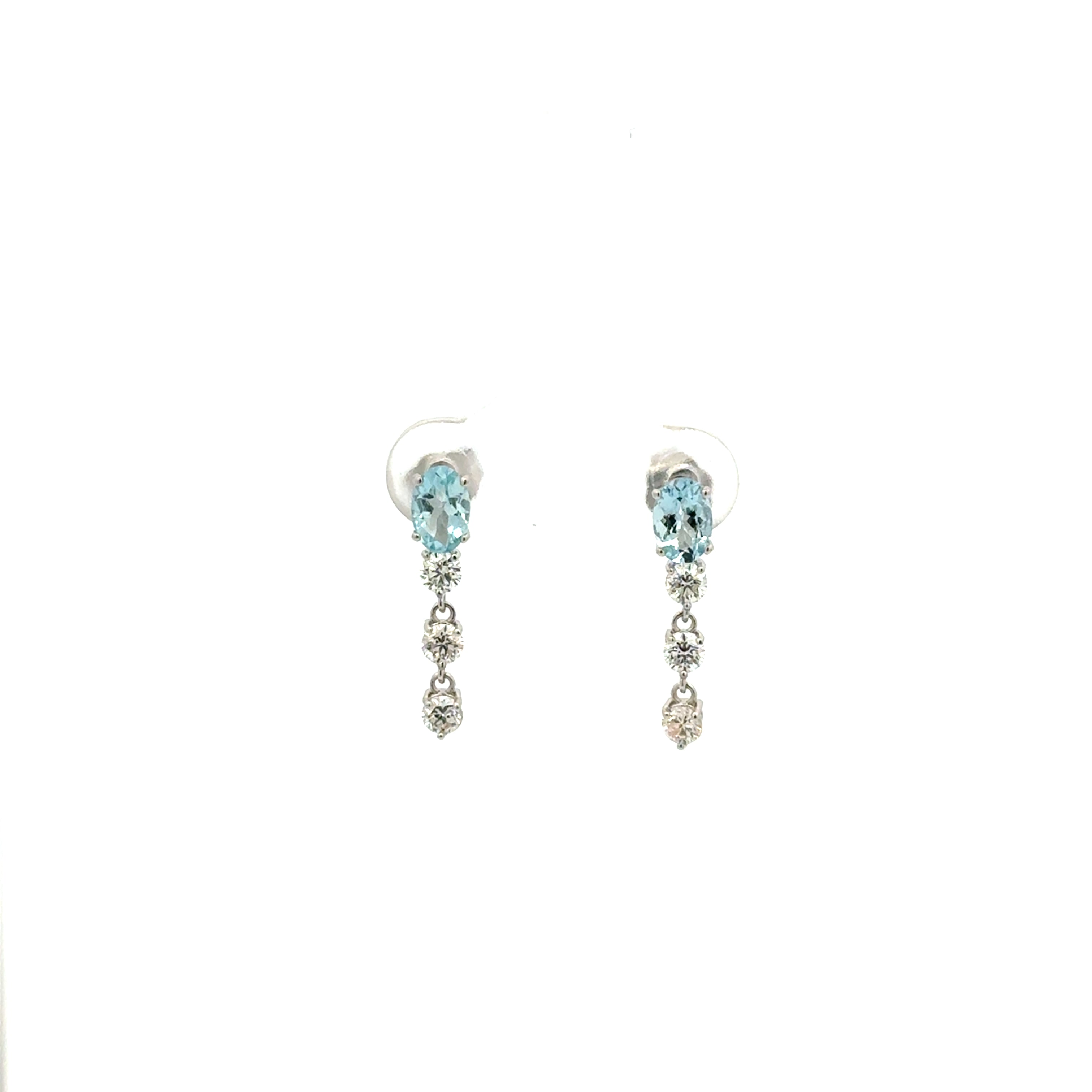 Aretes Aguamarina con Diamantes Colgantes