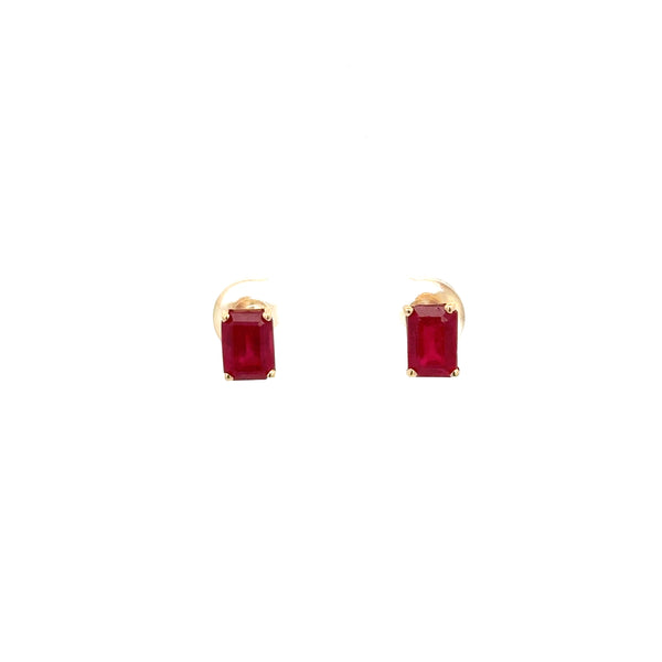 Aretes Rubíes Rectangulares