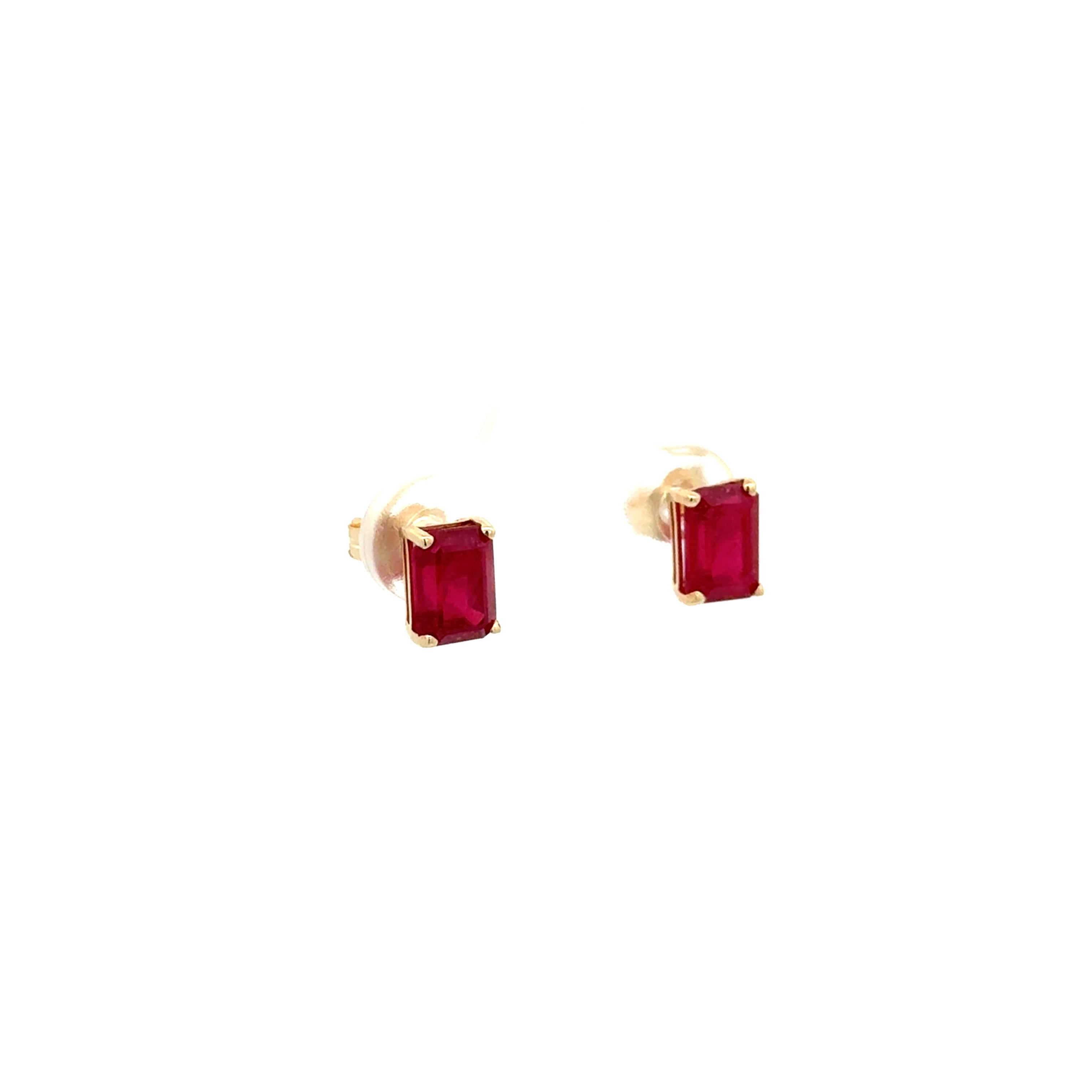 Aretes Rubíes Rectangulares
