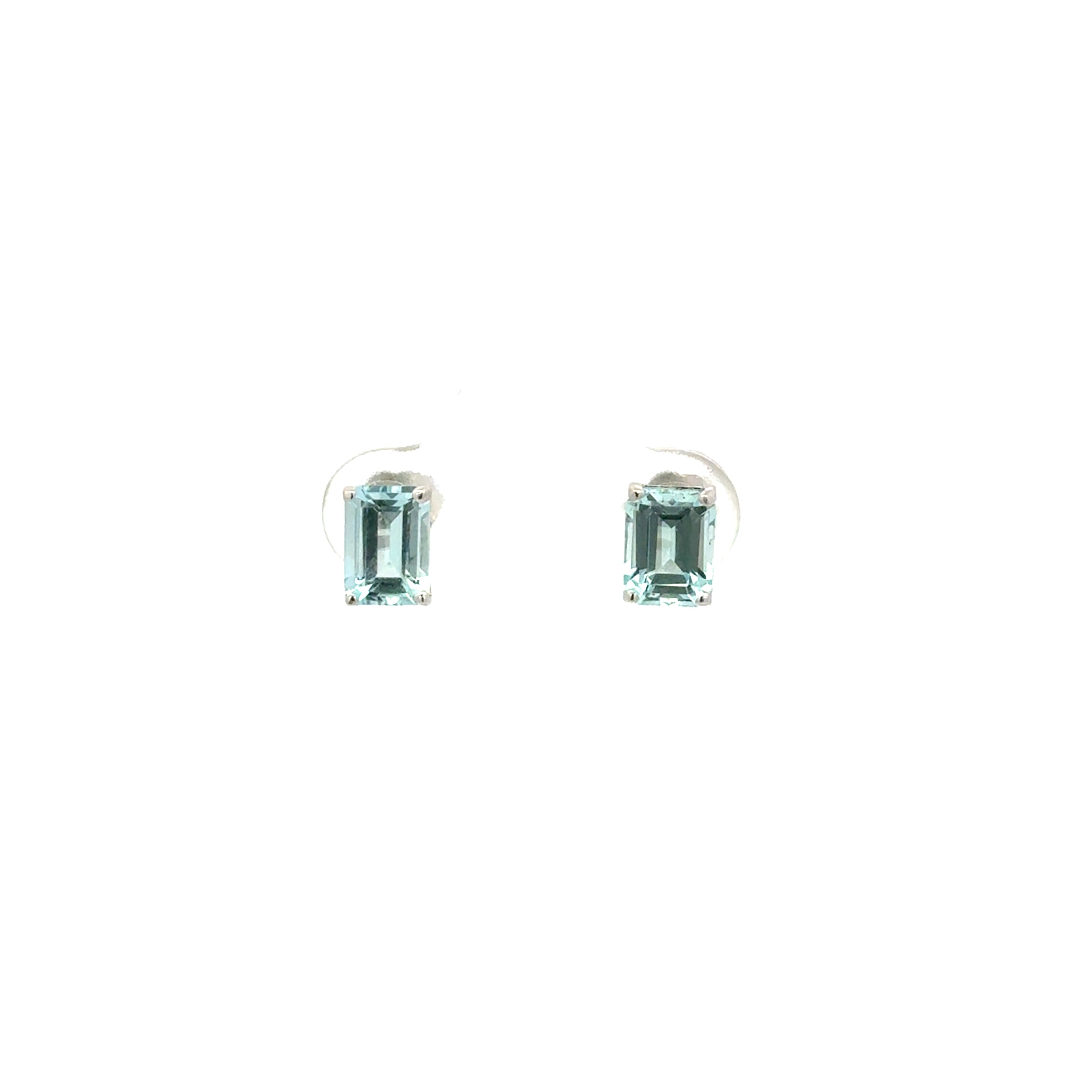Aretes Aguamarina Rectangulares