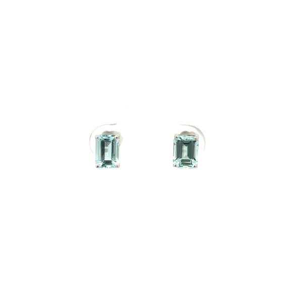 Aretes Aguamarina Rectangulares