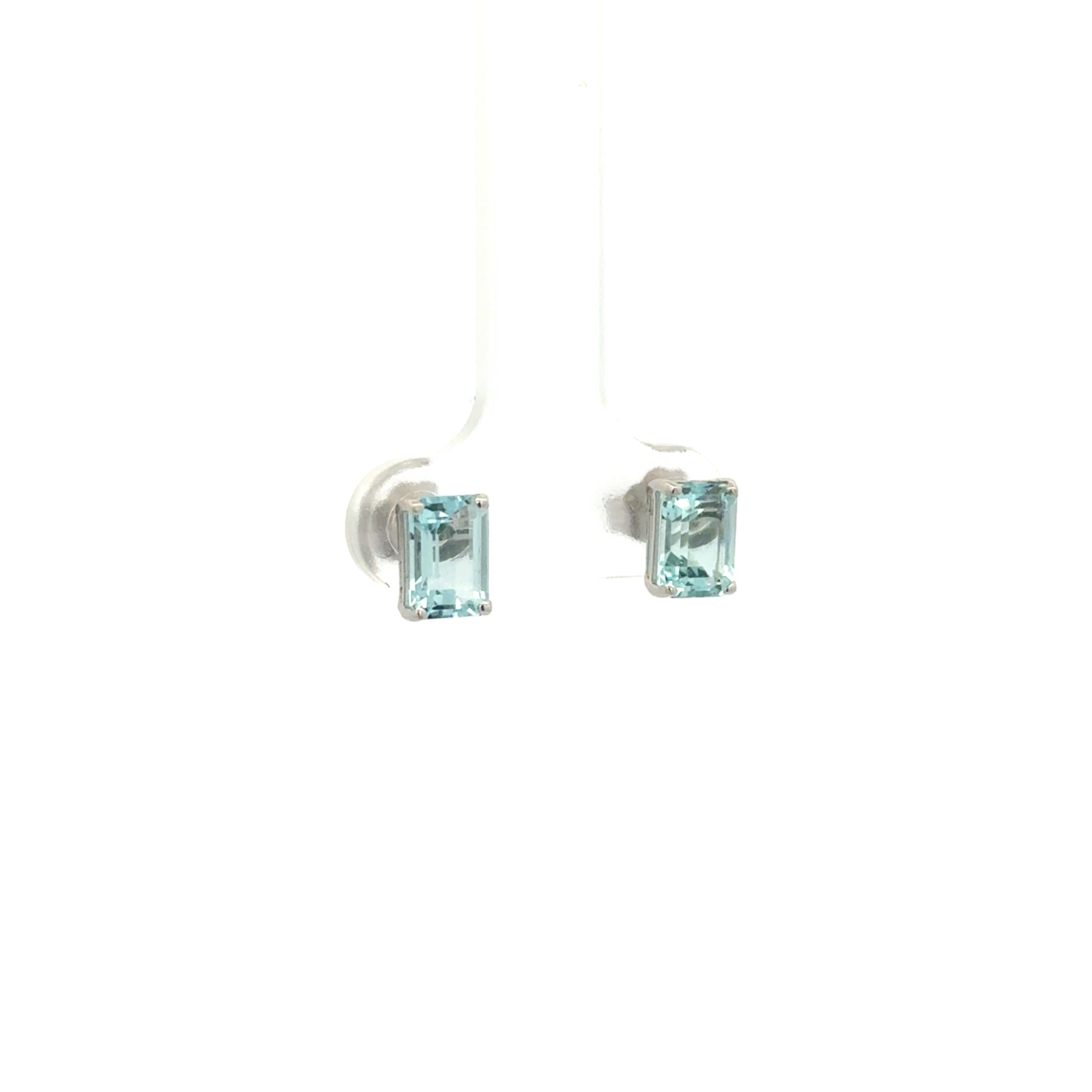 Aretes Aguamarina Rectangulares