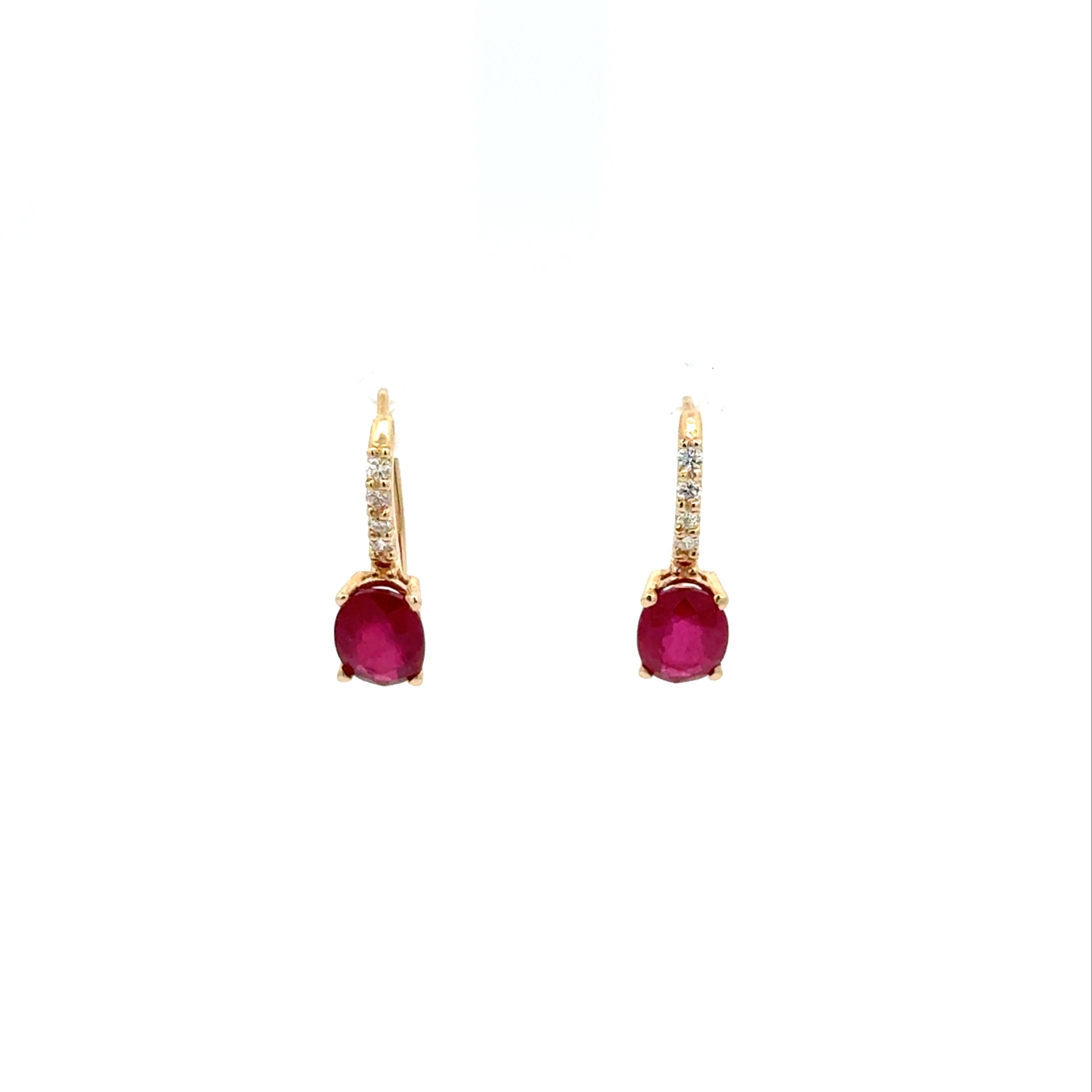 Aretes Colgantes Rubies Ovalados con Diamantes