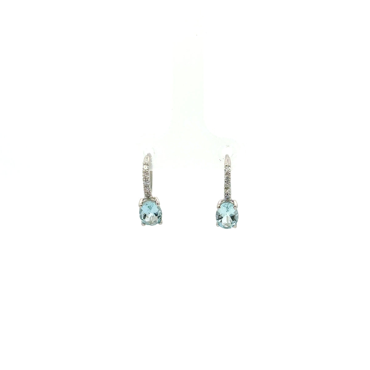 Aretes Aguamarina Ovalada Colgantes con Diamantes