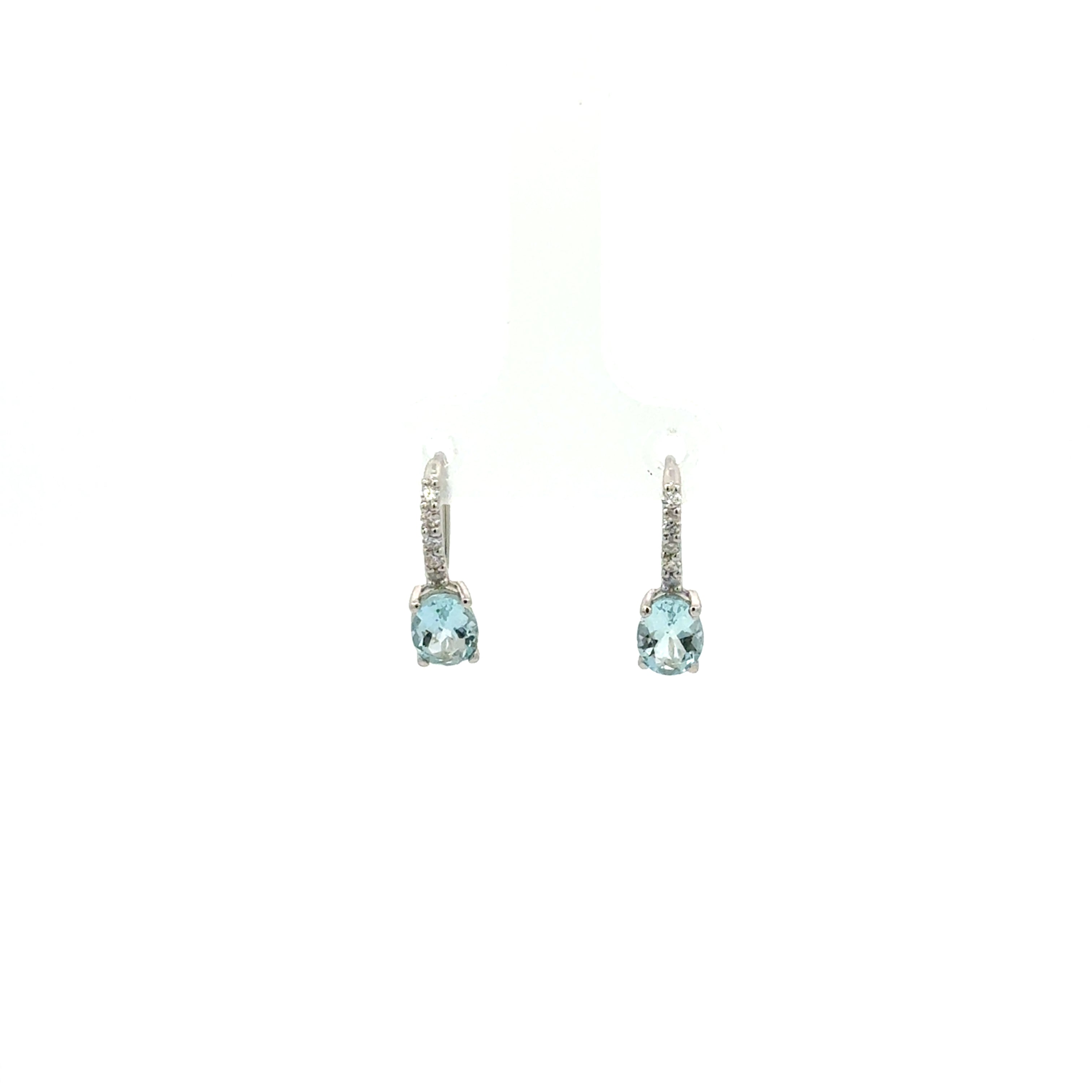Aretes Aguamarina Ovalada Colgantes con Diamantes
