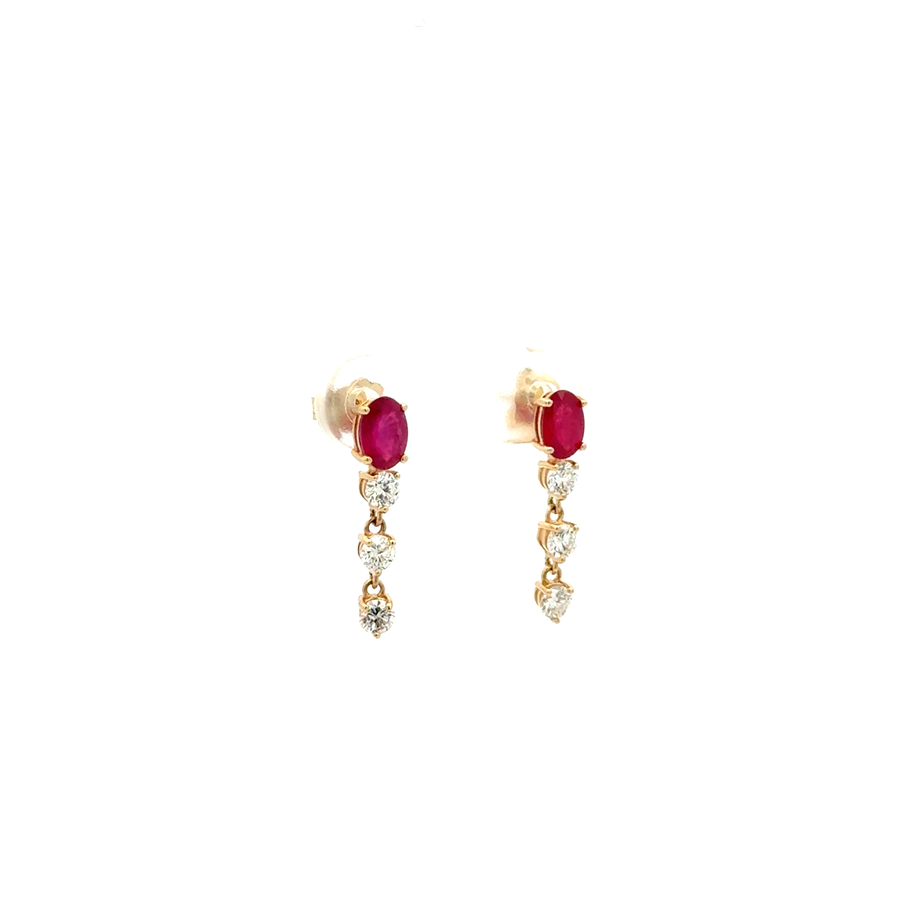 Aretes Rubíes Ovalados Colgantes