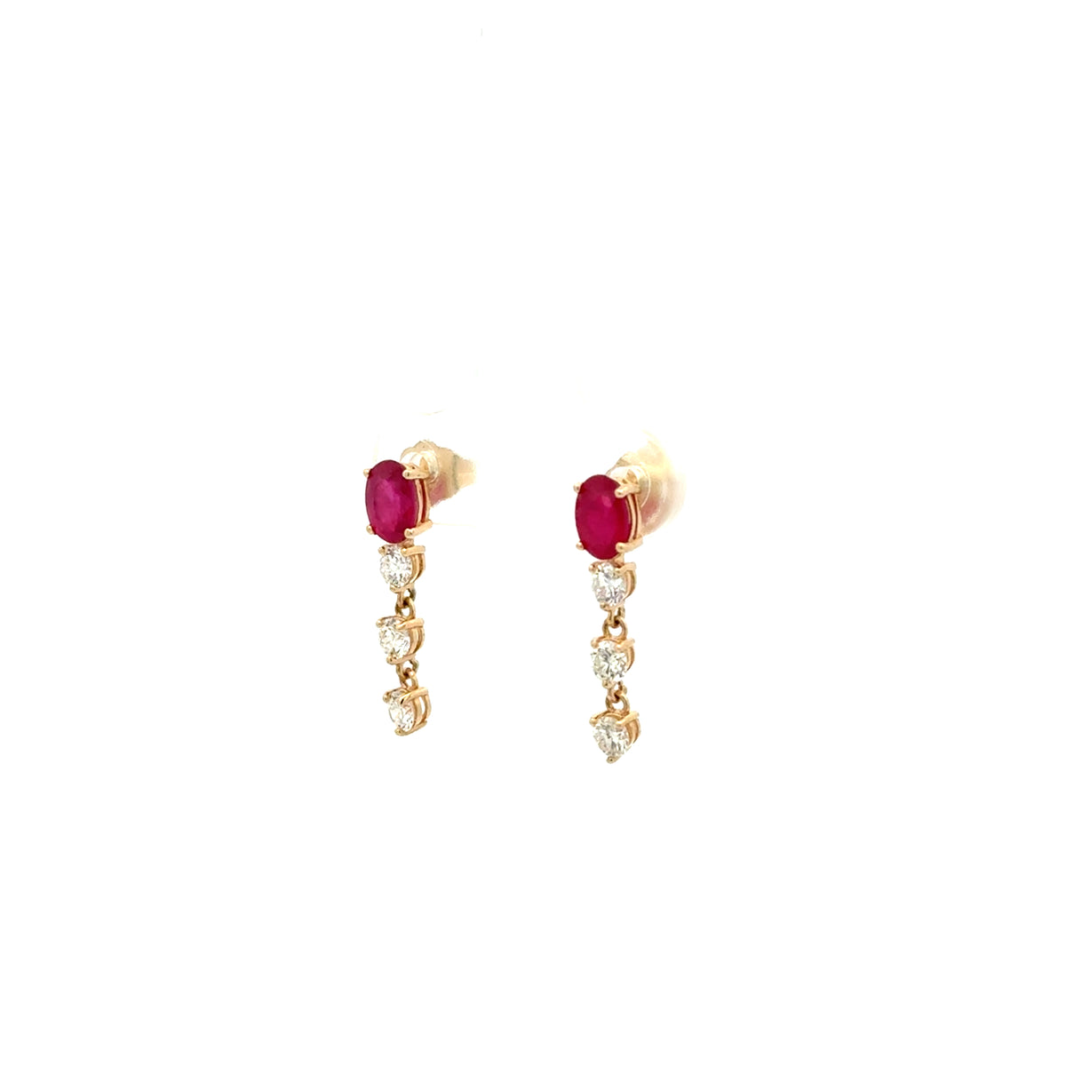 Aretes Rubíes Ovalados Colgantes